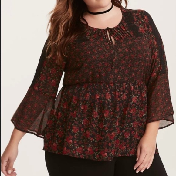 torrid Tops - Torrid chiffon lace blouse sz 00 (1x)